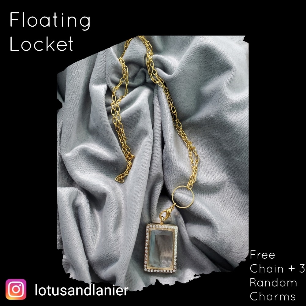 Floating Locket W/Chain Plus 3 Random Charms - image 1